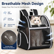 Ventilated Cat Backpack Carrier with Safety Leash