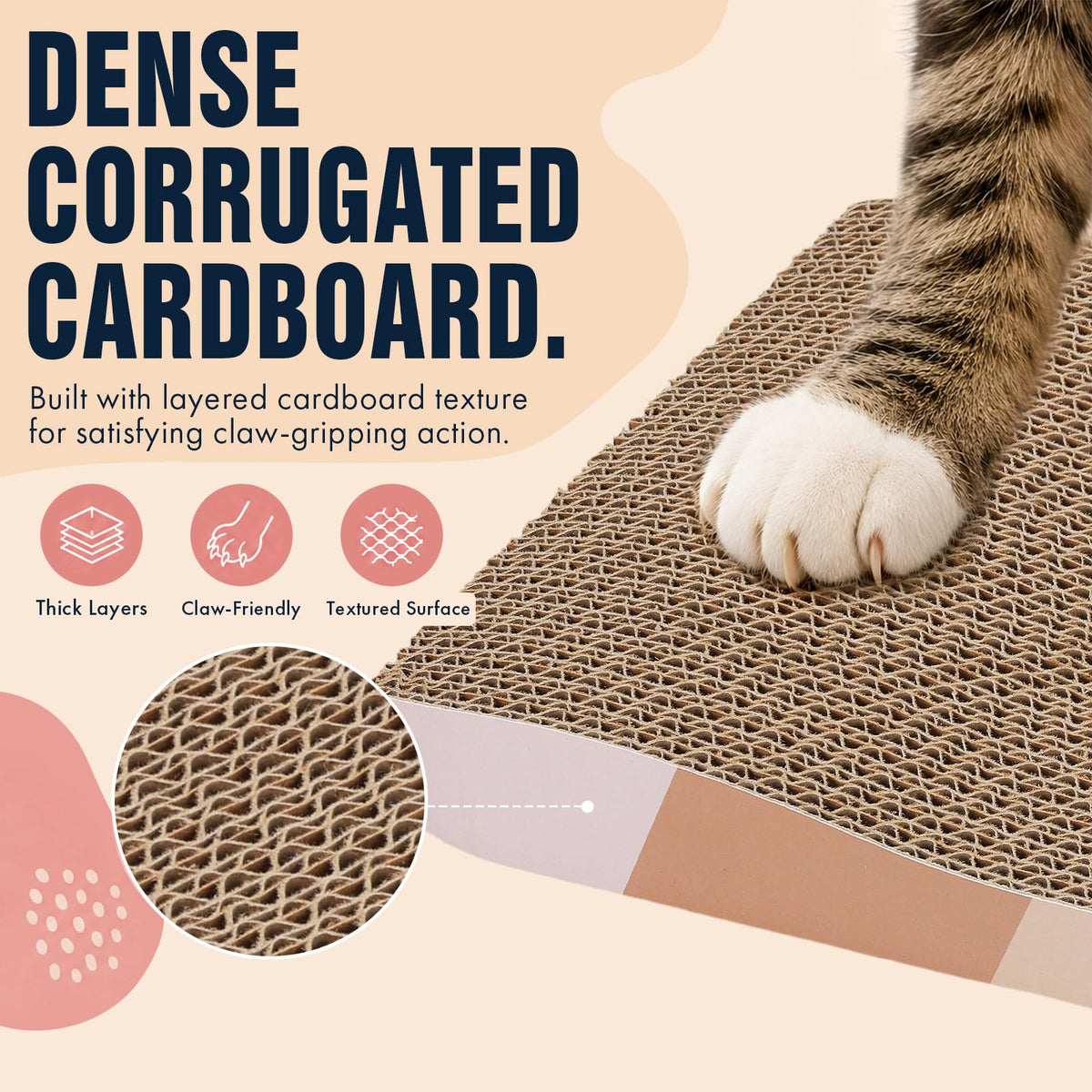 SIDAZON Cat Scratch Pad Cardboard cat scratchers for Indoor Cats Reversible Large Wide Corrugated with Catnip and Mini Toy