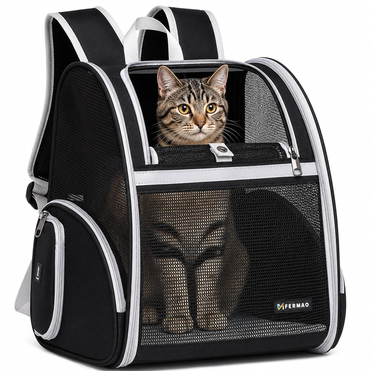 Ventilated Cat Backpack Carrier with Safety Leash
