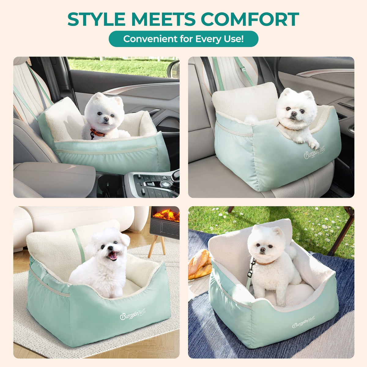 BurgeonNest Dog Car Seat for Small Dogs Comfort Dog Bed