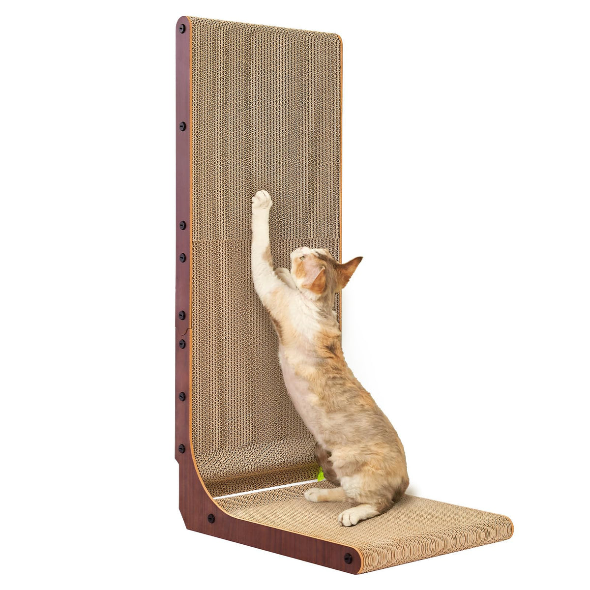 EHEYCIGA Cardboard Cat Scratcher for Indoor Kitten Cats, L Shaped Vertical Cat Scratching Board with Ball Cat Toy, Cat Scratcher Pad