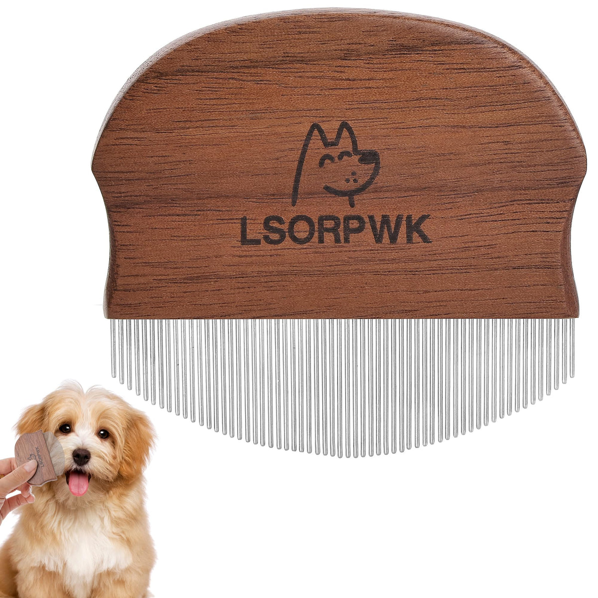 Walnut Wood Eye Comb for Pets, Professional Tear Stain Removal Tool